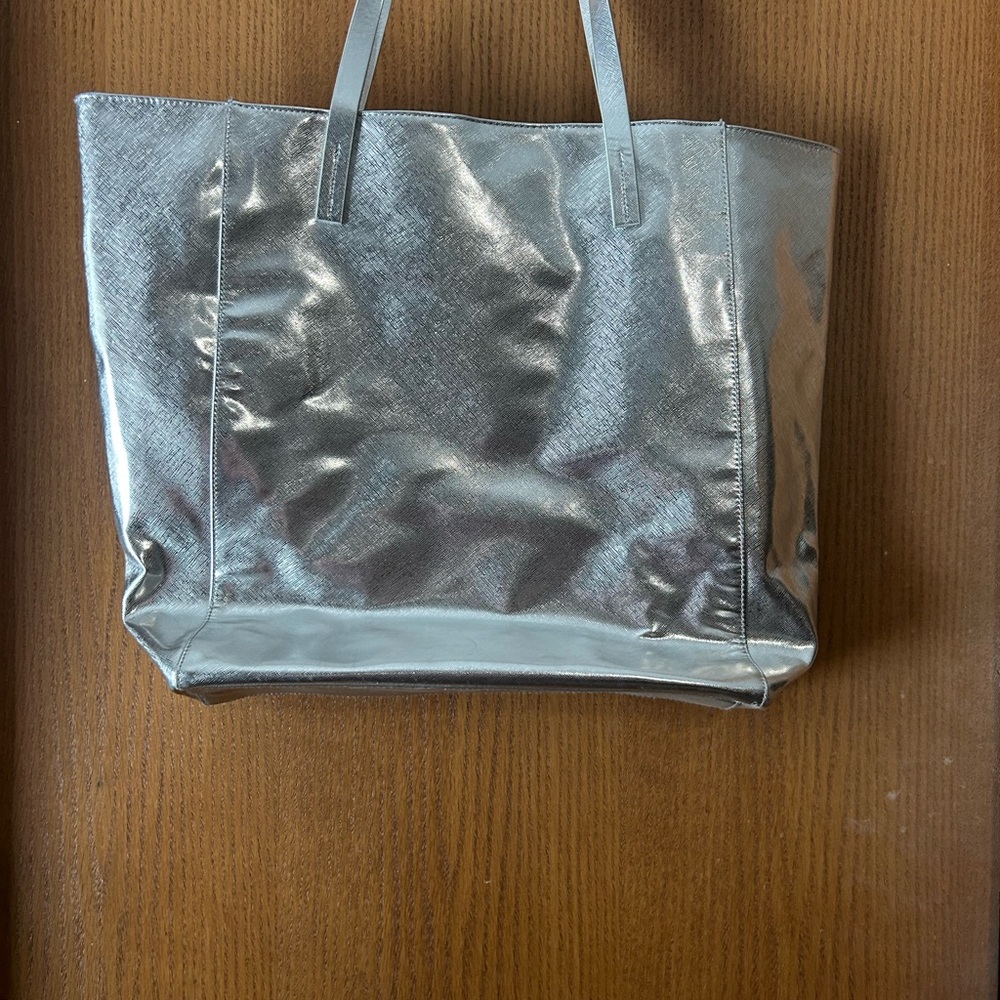 Clinique Metallic Silver Shoulder Bag